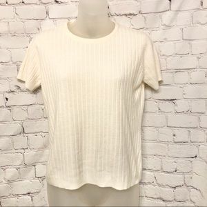 VINTAGE 90s IVORY SHORT SLEEVED SWEATER SMALL